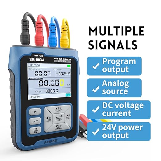 FNIRSI SG-003A Signal Generator - 0-24mA 0-24V Current Voltage Adjustable Analog Simulator, Preset Value, Real-time Curve, Historical Record, Multiple Signal Programmable Function Generator