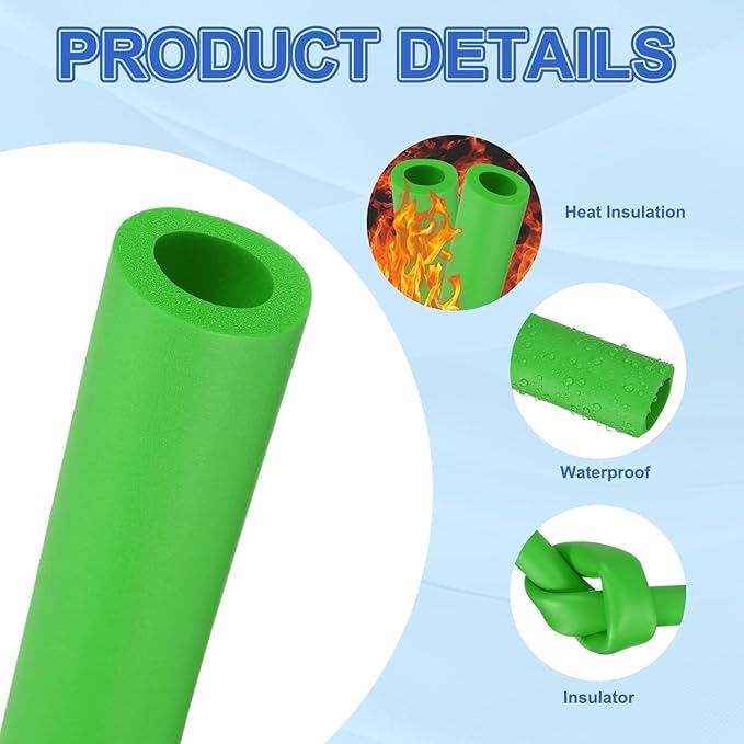 uxcell Pipe Insulation Tube Foam, 11/16" ID x 1/4" Thick x 1.64ft Foam Pipe Cover Non-Slip Hollow Tubing Guitar Air Conditioner Stand Fitness Equipment Handles, Green