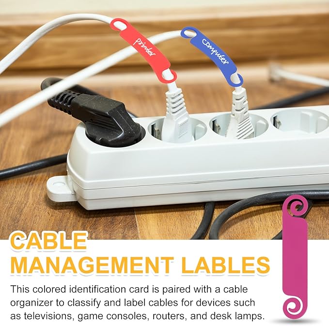 PATIKIL Cable Tags Flexible Cable Management Labels Cord Identification Tags, Wire Cord Markers for USB Computer Phone Charger Power - 100Pcs (Rose Red)