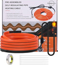 3FT Heat Tape for Water Pipes Freeze Protection IP65 Waterproof 7W/FT 110V,BDDFOTO Water Pipe Heat Cable With Thermostat Self-Regulating Pipe Heater for House Garden/RV Camper