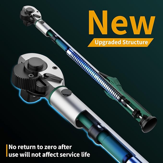Torque Wrench 3/8 Drive, Inch Pounds Torque Wrench, Bike Tool Small Mini Click Torque Wrenches 72 Th 20-100Ft.lb/27.1-135.6Nm, Bicycle Car Tire Adjustable In Ibs Torch Wrench With Storage Case