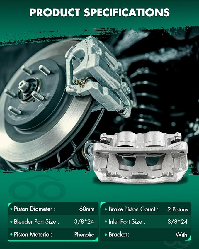 SCITOO 18B5073 Front Left Disc Brake Caliper Assembly w/Bracket For Ford For E-150/For E-150 Econoline/For E-250/For E-350 Super Duty/For E-450 Super Duty/For Econoline Van/For Econoline Wagon