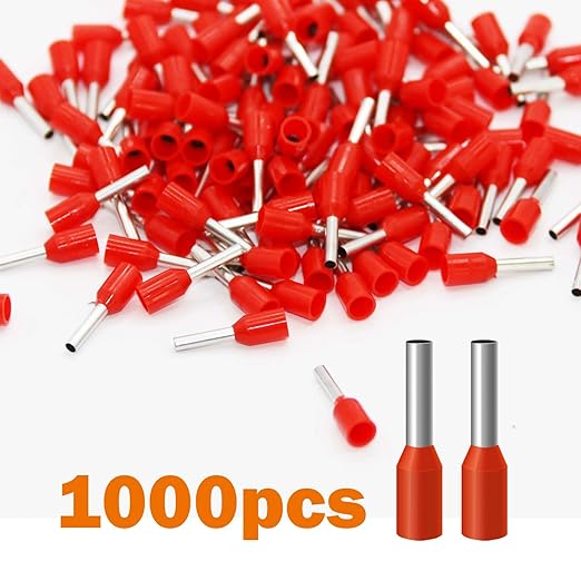 Fidioto AWG18 1000pcs Wire Ferrules Terminals, AWG18 Terminal Connector Wire Insulated Cord Pin Ends Terminals for Electric, Industrial, Chemical Industry, Power Control System, etc.