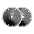 DT-DIATOOL Diamond Tile Blade 7 Inch 2pcs Diamond Turbo X Mesh Rim Segement Circular Saw Blade for Procelain Ceramic Stoneware Marble Granite Fits 5/8"-7/8" Arbor