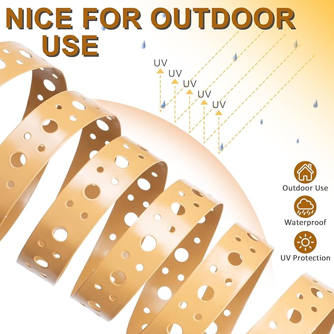 Brown Metal Strap 1-Inch x 50FT 0.6mm Thickness Galvanized Pipe Hanger Strap Metal Strapping with Holes Plumbers Strap DIY Cutting for HVAC & Pipe support