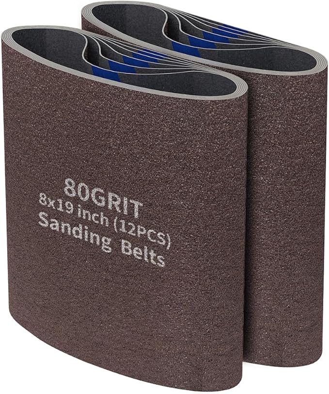 12 Packs 8 x 19 inch 80 Grit Cloth Floor Sanding Belts Ideal for Sanding Commercial and Residential Flooring