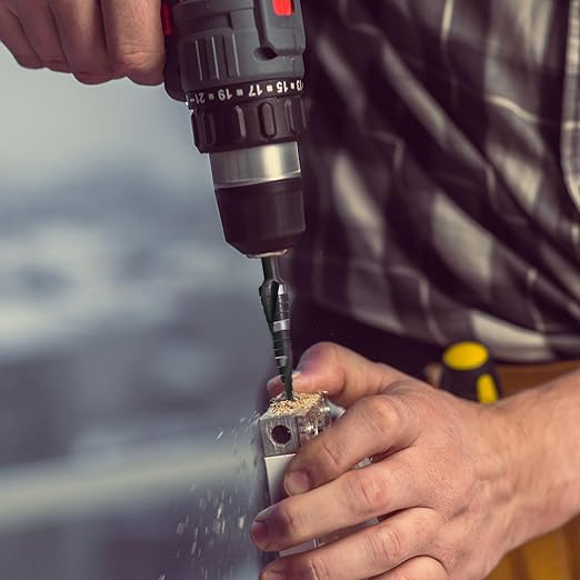 KAYGO M35 Step Drill Bit,3/16 to 1-1/8 inch Unibit Step Bit with Double Sprial Flute,1/4 -inch Hex Shank Drill Bit for Metal,Stainless Steel, Aluminum,Copper,Wood,PVC