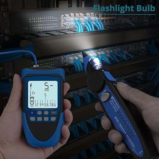 Network Cable Tester, PoE Cable Tester for CAT5, CAT5e, CAT 6, CAT 7 CAT 8, RJ45, Multifunction Power Over Ethernet Tester, Cable Voltage Tester Line Location Finder Cable Tracer, Wire Tracker