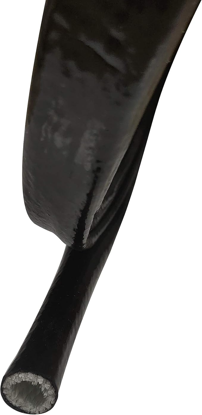 1/2 ID Heat Shielded Fire Thermo Armor Fire Sleeve Silicone Coated Fiberglass for Hose Lines & Electrical Wiring Black, 5 feet