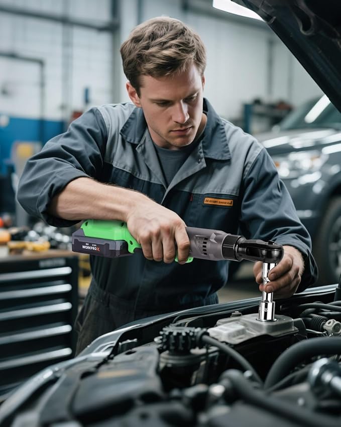 WORKPROX Electric Ratchet Wrench 1/2" Set, 20V Cordless Ratchet Wrench Kit, 74Ft-lbs, 250RPM, Battery Powered Ratchet with LED Light, 2-Pack 2000mAh Batteries, 7 Sockets & 3" Extension Bar