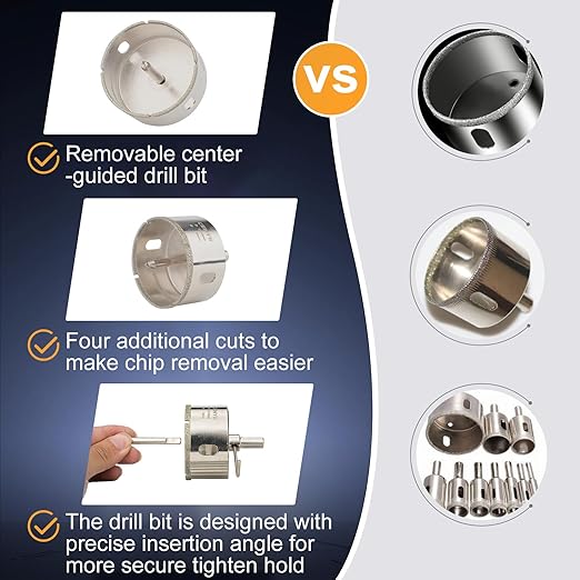 1-3/16inch | 30mm Diamond Hole Saw with Center Drill bit and Diamond-Coated Center Drill bit for Ceramic Glass Marble Fiberglass Granite and Porcelain Tiles by CENYB