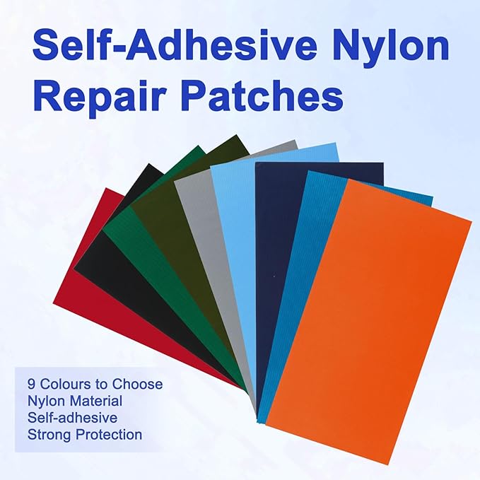 8PCS 7.8x3.9 inch Nylon Repair Patch Self-Adhesive Fabric Patch Down Jacket Repair Patches for Puffer Jackets Tenacious Tape Polyester Waterproof Lightweight Tent Repair Patch Kits for Clothes Bag