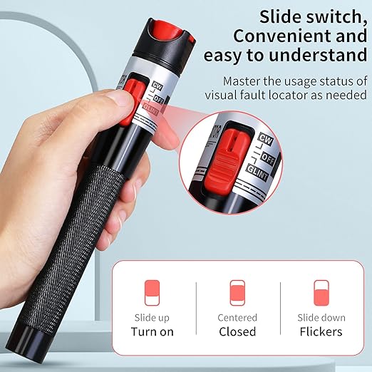 Rechargeable Visual Fault Locator 50KM VFL Fiber Optic Tester Suitable for SC/FC/ST 2.5mm Interface LC 1.25mm Interface Belt 1 FC-LC Single Mode 9/125um Adapter of Fiber Optic Network Cable Test Pen