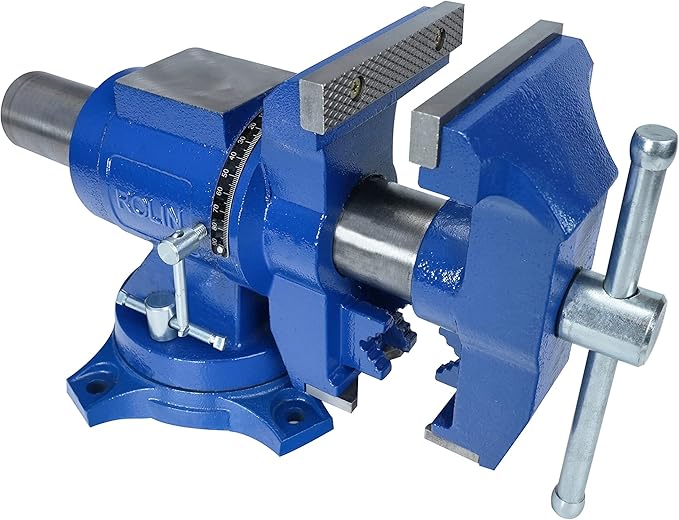 Rolin Vise 5 Inch Multi-Function Vises With Anvil Blue Bench Vise Heavy Duty Tools 360 Degree Swivel Base