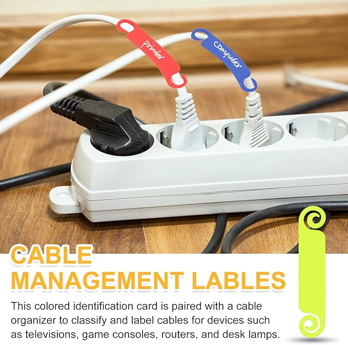 PATIKIL Cable Tags Flexible Cable Management Labels Cord Identification Tags, Wire Cord Markers for USB Computer Phone Charger Power - 20Pcs (Fluorescent Green)