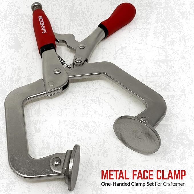 3" Metal Face Clamps for Woodworking - (Pack of 2) Heavy Duty C-Type Wood Clamp Tools with Ergonomic Grip for DIY, Pocket Hole Joinery, Cabinetry, Welding, Carpentry