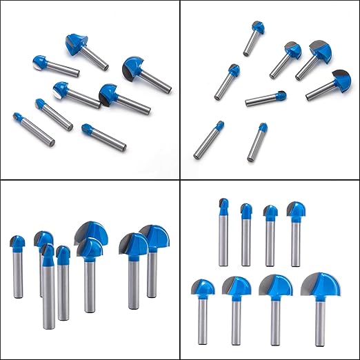 8PCS Round Nose Router Bits Set, 1/4-Inch Shank Woodworking Drill Bits Kit - for Roundover, Rabbeting, Tongue & Groove, Cabinet Door, Rail & Stile Joinery