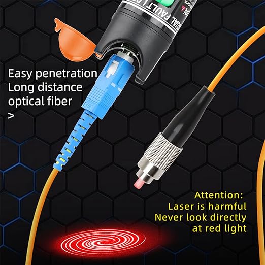 2pcs Professional Visual Fault Locator Fiber Optic Tester - Includes 2pcs 9/125μm Singlemode FC/LC Adapters | for Fiber Optic Cable Maintenance, Network Installation & Repair (Mode Number: VFL-30)