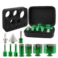 Diamond Core Drill Bits Kit - 10pcs 6/8/10/25/35/50/65mm+2" Beveling Chamfer Bit+1-3/8" Finger Milling Bit+Triangle Adapter to 5/8-11" Thread for Porcelain Ceramic Tile Granite Marble