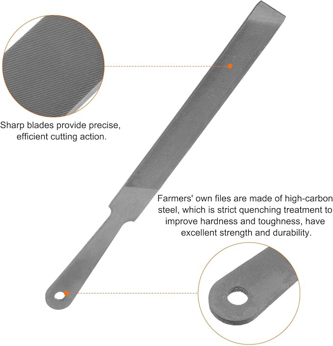 HARFINGTON Farmers Own Files 6 Inch High Carbon Steel Single Cut Flat Hand Rasp File for Deburring and Removing Material