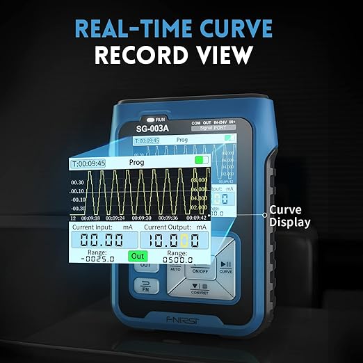 FNIRSI SG-003A Signal Generator - 0-24mA 0-24V Current Voltage Adjustable Analog Simulator, Preset Value, Real-time Curve, Historical Record, Multiple Signal Programmable Function Generator