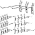 Ferraycle Slatwall Hooks 24 Pcs 4/6/8 Inch Slatwall Accessories Slat Wall Shelf Brackets Slat Wall Hanging Panel Hook Heavy Duty Pegboard Gridwall Display(Silver)