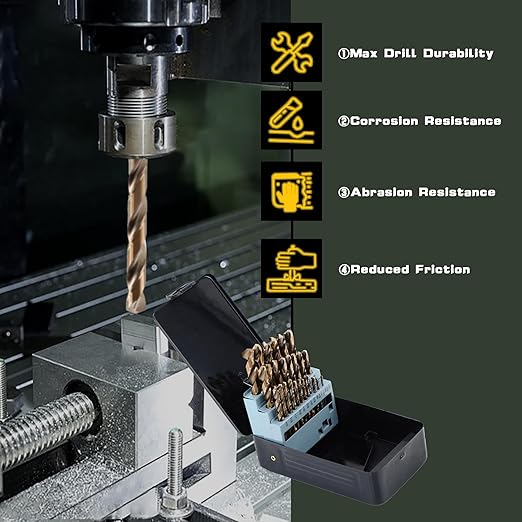 29Pcs M35 Cobalt Drill Bit Set 1/16"-1/2", 135 Degree Tip HSS with Storage Case, Twist Jobber Drill Bit Kit for Cast Iron, Hard Metal, Stainless Steel, Plastic and Wood
