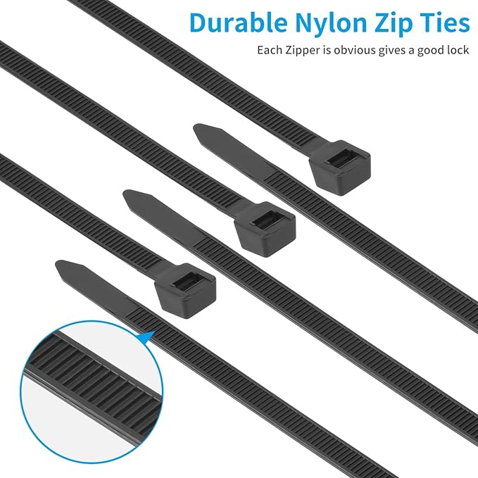 26 inch Black Zip Ties Heavy Duty 60 PCS, 200 LBS Ultra Exclusive Strong Plastic Wire Ties, Large Cable Ties Extra Long Tie Wraps, Indoor and Outdoor UV Resistant