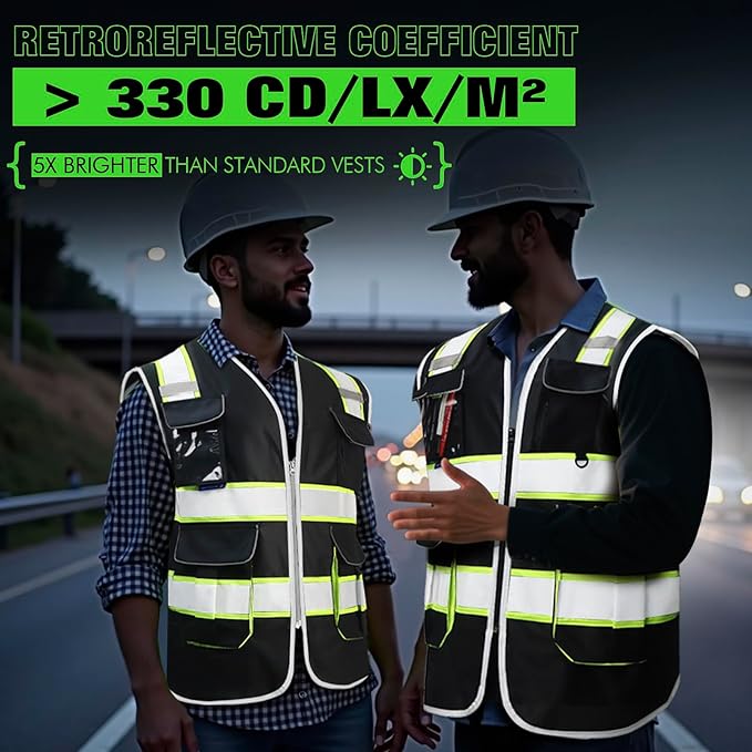 BeautyWill Custom Logo 10/20 Pack Safety Vest Class2 High Visibility Vest with Pockets Breathable Construction Vest Bulk
