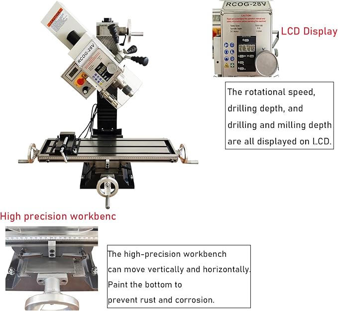 Benchtop Mini Milling Drilling Machine, Brushless Milling Drilling Machine, 110V, 1300W, 50-2250rpm