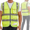 SIFE Reflective Safety Vest High Visibility Vest With 7 Pockets And YKK Zipper, ANSI/ISEA Class 2 Standard, Made With 3M Reflective Tape(03Y-Yellow,XL)