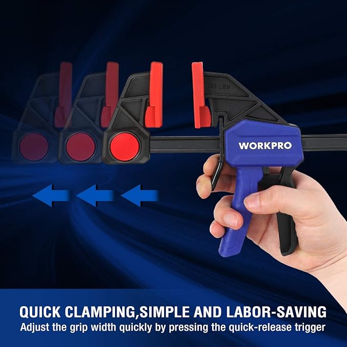 WORKPRO 12" Clamps for Woodworking 2-Pack, Quick-Release Wood Clamps/Spreader Light Duty, One Hand F Clmaps 150 LBS Load Limit, Ideal for Woodworking and DIY Projects