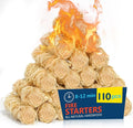 Fire Starter 110Pcs - Extra Long 12min Natural Fire Starters for Grill, Fireplace, Camping & Survival Kit | Waterproof, Odorless, Safe for BBQ/Pizza Oven/Chimney (Indoor & Outdoor)