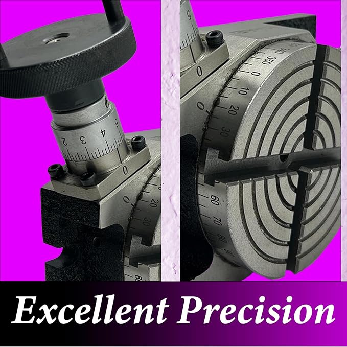 MachEl 4"/100mm Precision Rotary Table with 80mm Round Vice and Clamping T-Nut Bolts – Ideal for Horizontal and Vertical Milling and Indexing