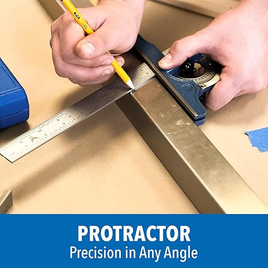 PEC Tools 4-Piece Hardened Combination Square Set - 4R 12”Machinist Blade, Cast Iron Head, Center Head, Combination Square with Level and Scribe Tool, Reversible Locking Bolt, Made in USA