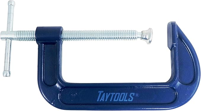 2 Pack Taytools 5 Inch C Clamps Malleable Steel Frame Power Coated Acme Threads Zinc Plated Carbon Steel Spindle and Sliding Bar (2, 5 inch)