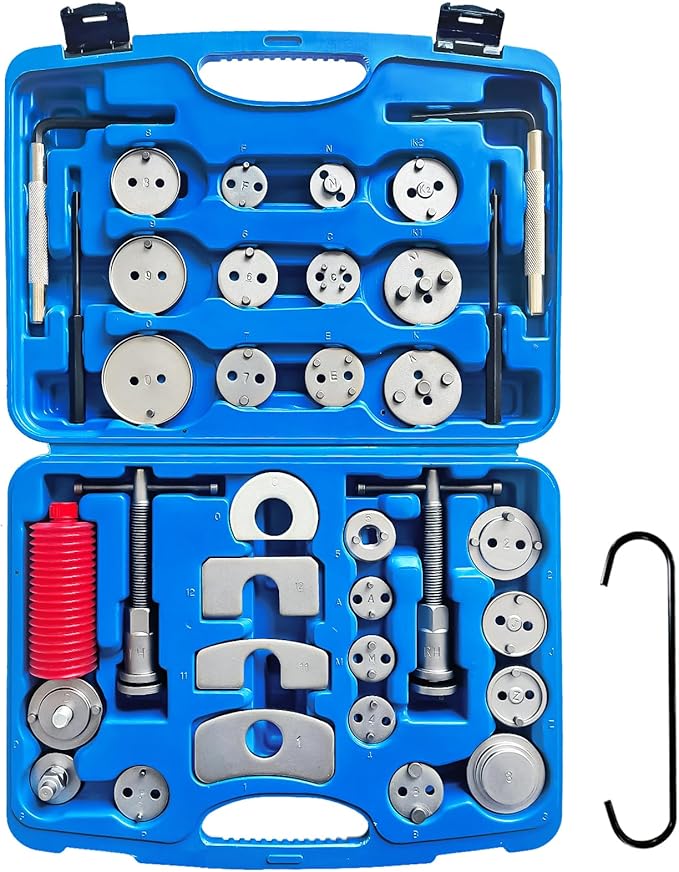 Brake Caliper Compression Tool 36 Piece Disc Brake Caliper Tool Kit for Pad Replacement with 24 Adapters Fits Most Vehicles with C Hanger