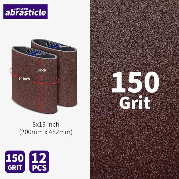 12 Packs 8 x 19 inch 150 Grit Cloth Floor Sanding Belts Ideal for Sanding Commercial and Residential Flooring