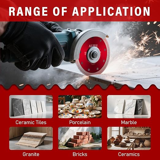 5 Pcs Diamond Saw Blades, 4'' Tile Cutting Blades for Angle Grinder, Glass Cutting Disc Grinder Blades for Cutting Porcelain Ceramic Granite Marble (Red)