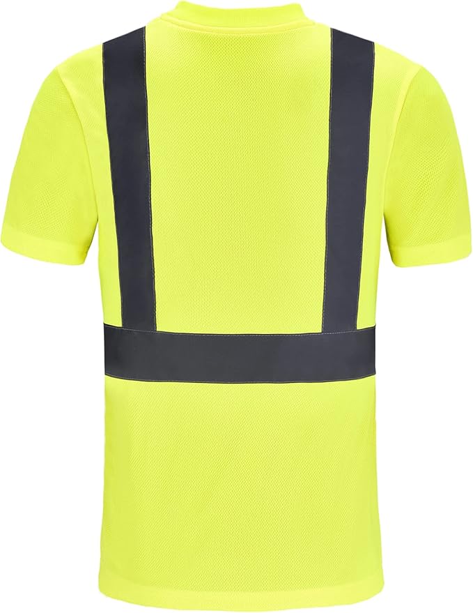 AYKRM Safety T Shirt Reflective High Visibility hi vis Long Sleeve T Shirt (XS-6XL)