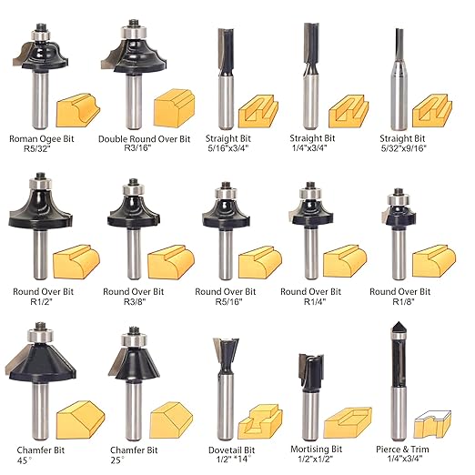 30pcs Router Bits Set,1/4" Shank Router Bit Big Collection 30-Piece Bits with Wooden Case,for Wood Edging,Trimming,Veining,Boring Tenon and Grooving,Carpenters' DIY Gift