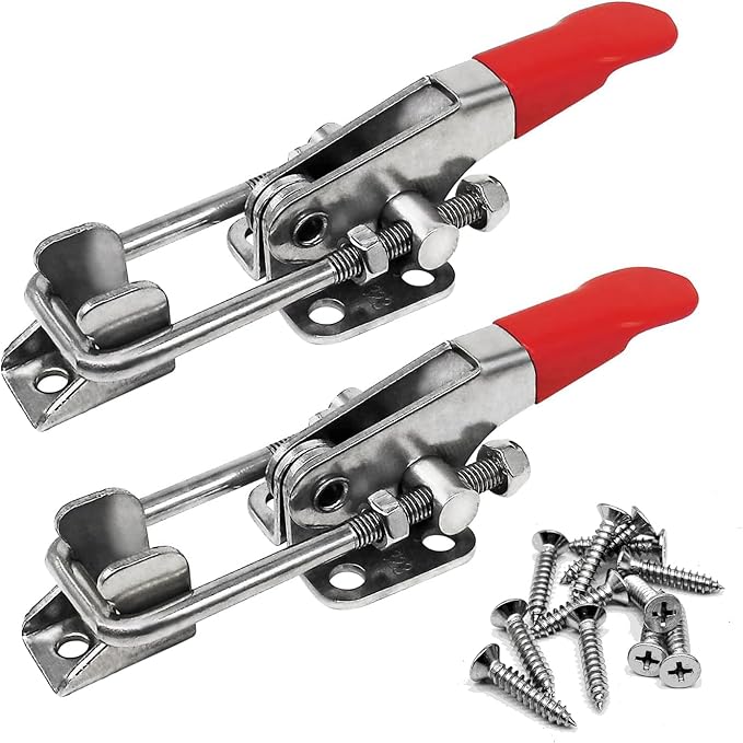 Toggle Clamp Latch 400LBs, 304 Stainless Steel Durable Adjustable U Bolt Holding Quick Release Latch 40323-2pcs with12pcs Screws