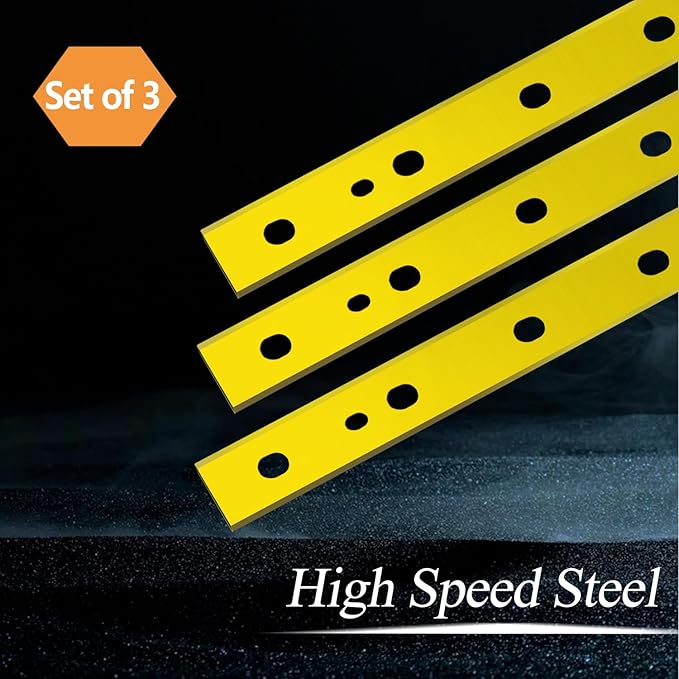 13 Inch Planer Blades TiN for DeWalt DW735 DW7352 DW735X Planer Double Sided HSS Planer Knives Titanium Coated Planer Cutters, 3 Pcs