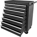 Rovibek 7-Drawer Rolling Tool Chest, Metal Rolling Tool Box with Lockable Drawers, Tool Box with Wheels for Garage, Warehouse, Workshop, Repair Shop, Large Capacity Tool Storage Cabinet (Black)