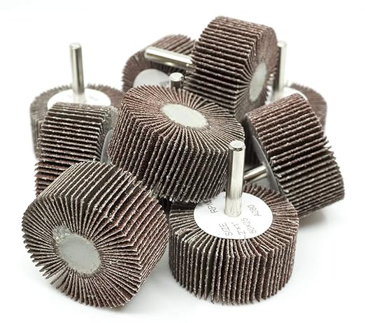 Benchmark Abrasives 2" x 1" Aluminum Oxide Flap Wheel with 1/4" Shank Mounted, Perfect for Woodworking Grinding Polishing Rust Paint Removal (10 Pack) - 80 Grit