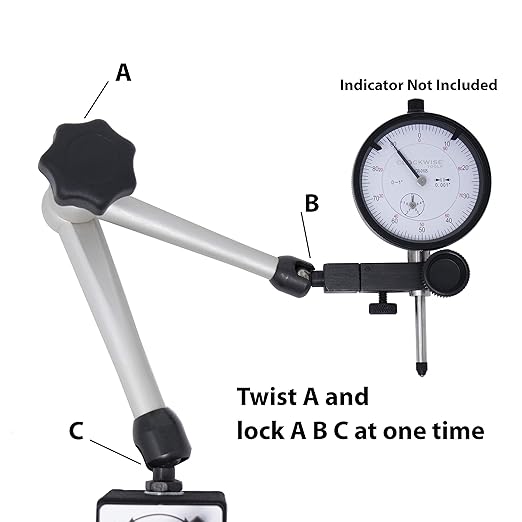 Clockwise Tools Magnetic Base, MGBR-01, Magnetic Stand for Digital Dial Indicators, 176lbs Max Pull