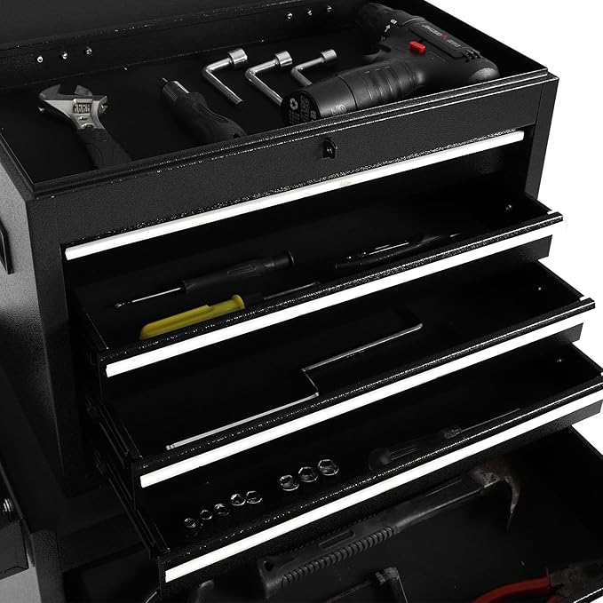Rolling Tool Cabinet Tool Box, 5-Drawer Storage Chest with Detachable Organizer, Removable Portable Tool Box for Garage Warehouse (Black)