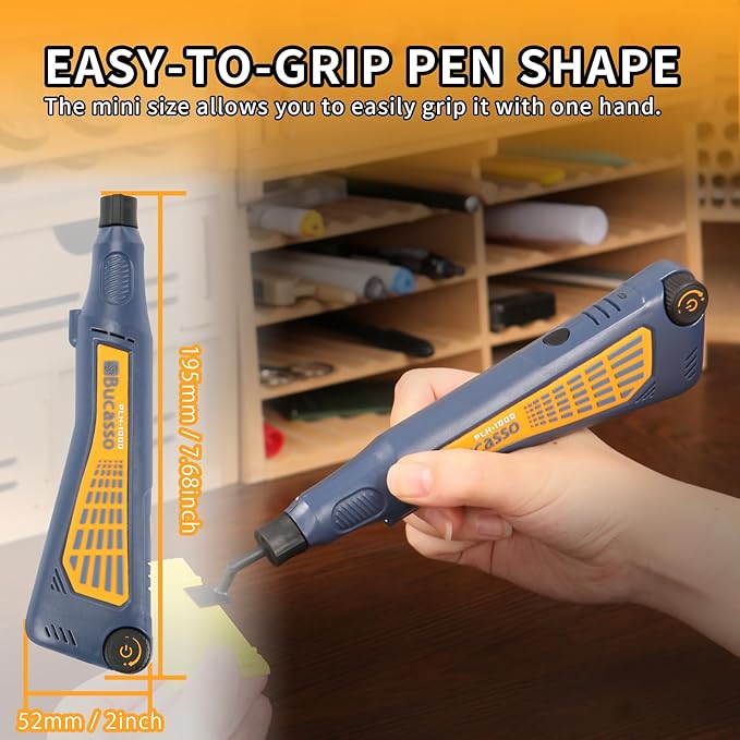 Cordless Pen Sander, Variable Speed and USB Charging with LED Light, Multi-Purpose Power Tool for Sanding, Polishing, Finishing, DIY Crafts, Blue