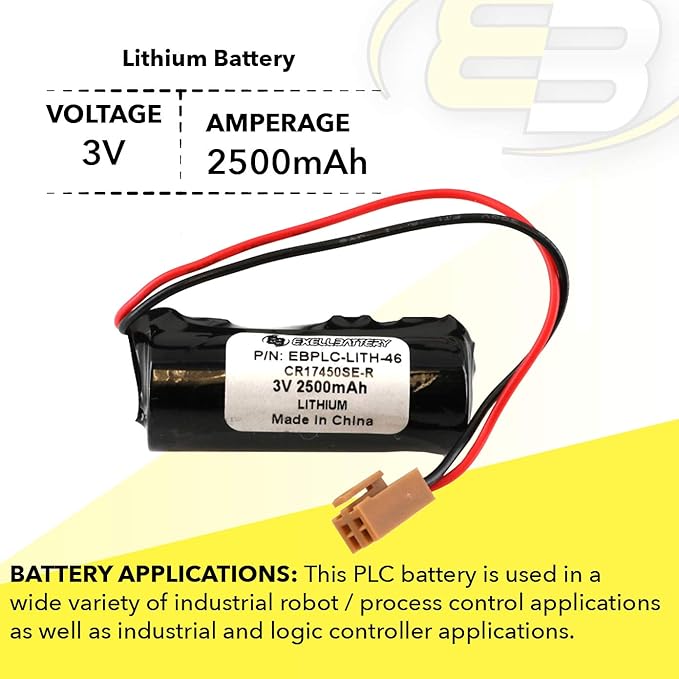 (5-Pack) Exell 3V PLC Lithium Computer Backup Batteries, Replaces A55DELTA, LIT5110, Leblonde CR17450E-R, Leblonde CR17450E-RL, Leblonde Model 77 CNC Router, Newark 25C3891