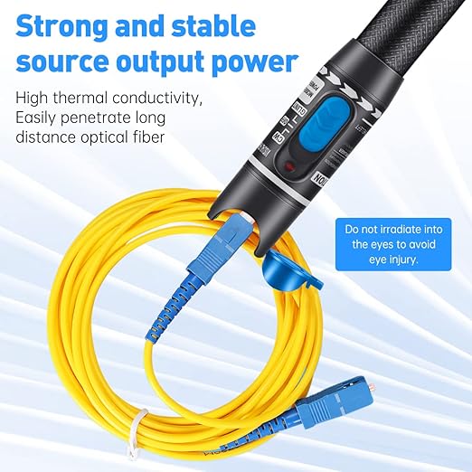 Moocci Visual Fault Locator - VFL Fiber Optic Cable Tester Meter Kit with FC Male to LC Female Adapter - Fiber Optic Tools Tester Detector for LC/FC/SC/ST, Network Cable Test